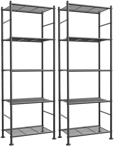 Sakugi 2-Pack 5-Tier Metal Storage Shelves, 18.4"x12.6"x57.4"