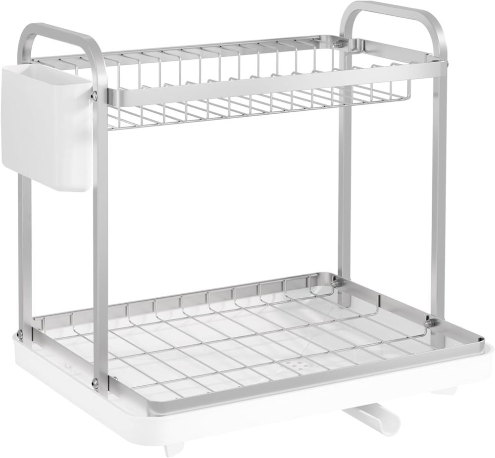Sakugi 2-Tier Dish Drying Rack, 15" x 11.4" x 15", White — view 4