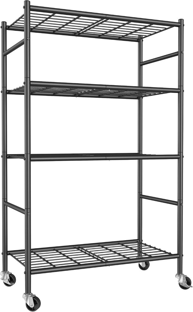 Sakugi 3-Tier Storage Shelves 33.1" x12.6" x32.5" Black with Wheels — view 5