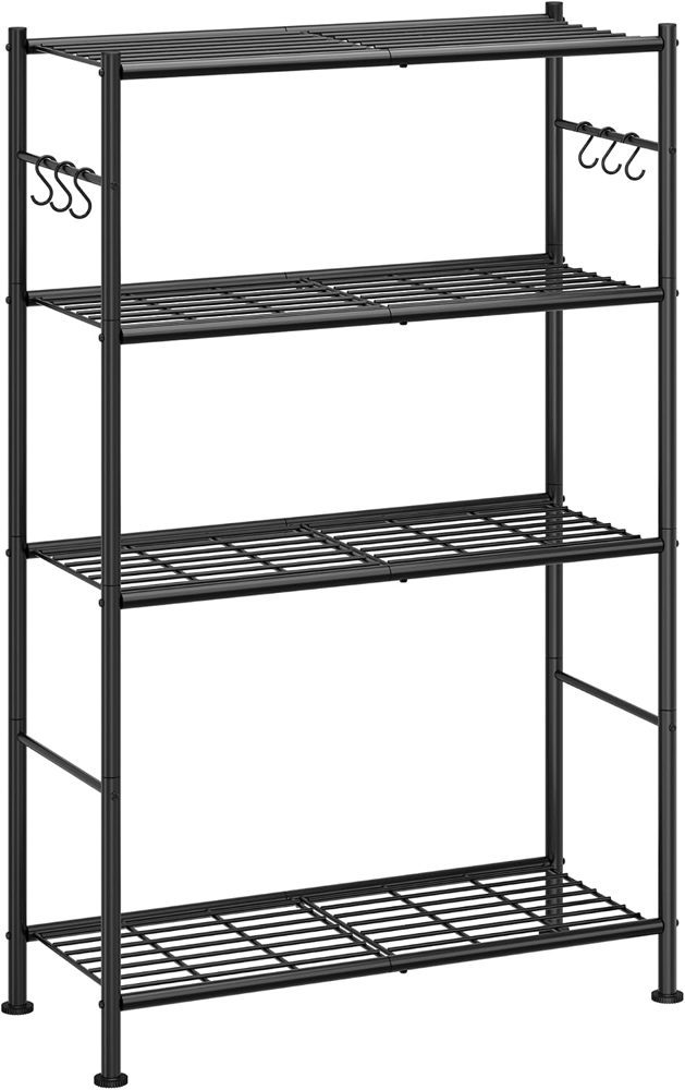 Sakugi 4-Tier Storage Shelves with 6 Hooks, 33.2" x 12.7" x 57.3" — view 2