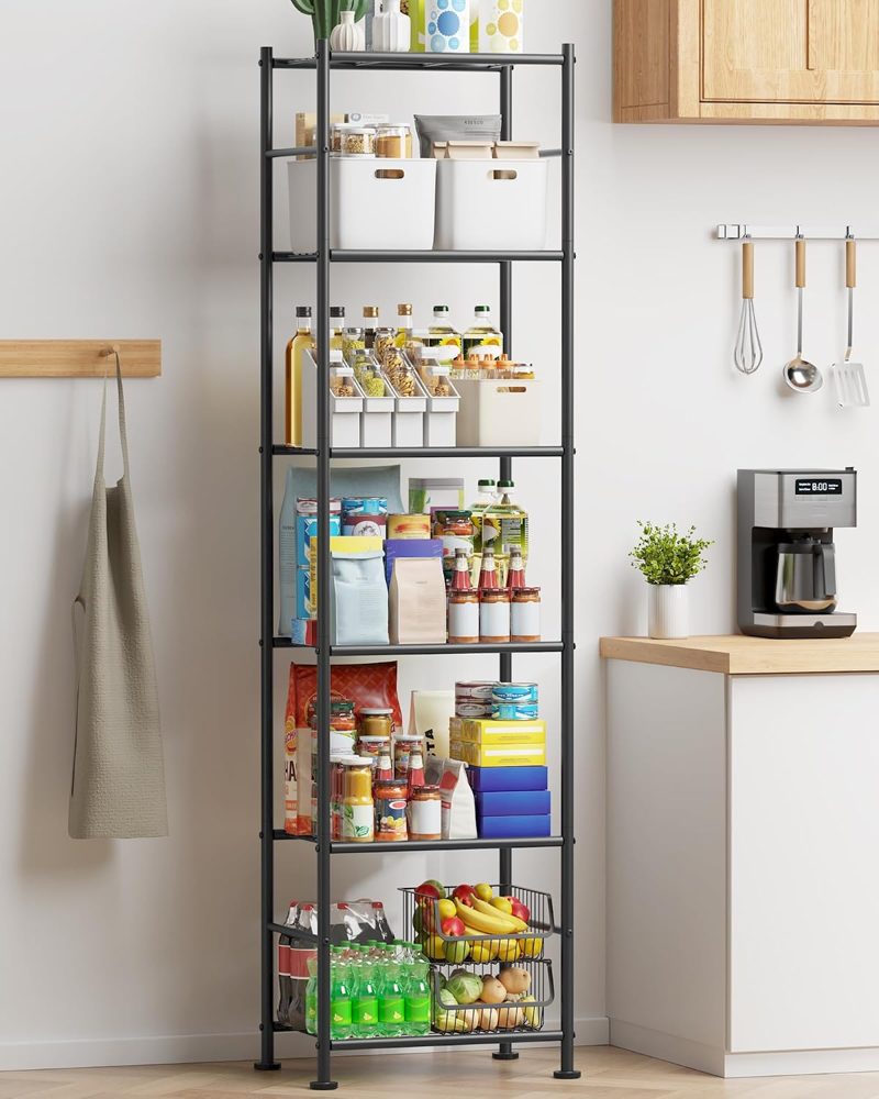 Sakugi 5-Tier Metal Storage Shelves Adjustable Feet, 18"x12"x57" — view 5