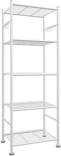 Sakugi 5-Tier Storage Rack with Hooks, 18.1" x 12.4" x 56.8", White