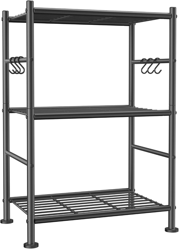 Sakugi 6-Tier Large-Capacity Storage Shelves with Hooks, 18.1" x 12.4" x 70.1", Black — view 5