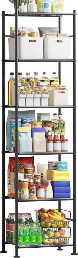 Sakugi 6-Tier Metal Storage Shelves Adjustable Feet, 18"x12"x70" — view 4