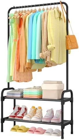 Sakugi Clothes Rack 2-Tier Shoe Organizer, 29.3x12.5x59.6