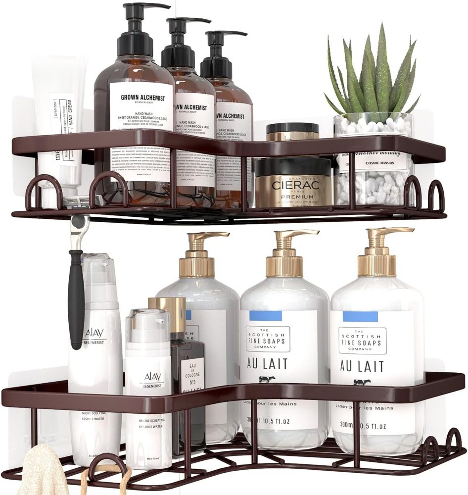 Sakugi Corner Shower Caddy 2-Pack with 8 Hooks, Rustproof Stainless Steel — view 4