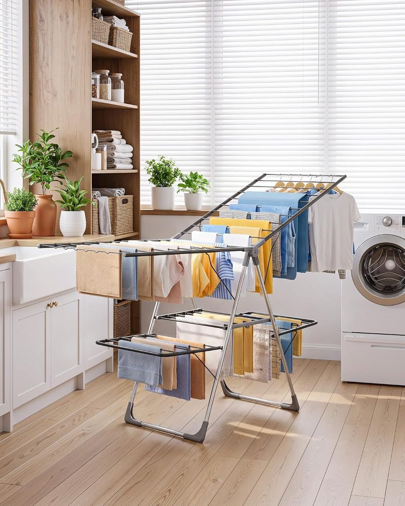 Sakugi Foldable 2-Level Clothes Drying Rack, 70" Adjustable Wings — view 4