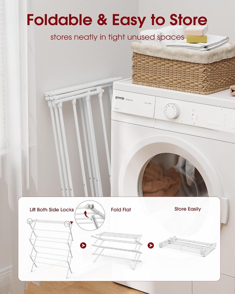 Sakugi Foldable 3-Tier Clothes Drying Rack, 42.1" High — view 5