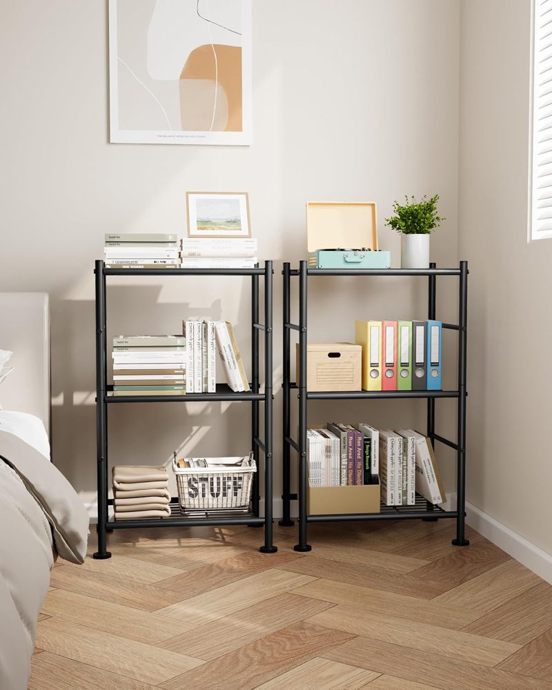 Sakugi Slim 3-Tier Wire Shelves, 2-Pack, 18.2" x 12.3" x 30.4", Black — view 3