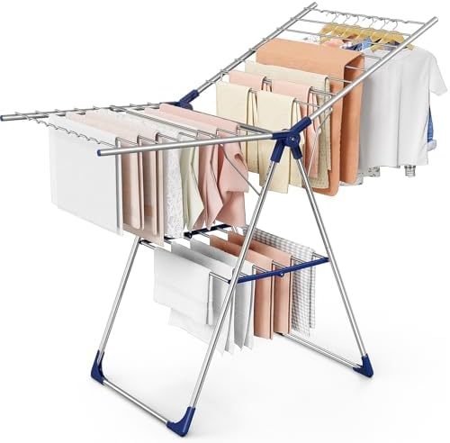 Sakugi Wing Clothes Drying Rack, 55.5" Adjustable Wings, Foldable